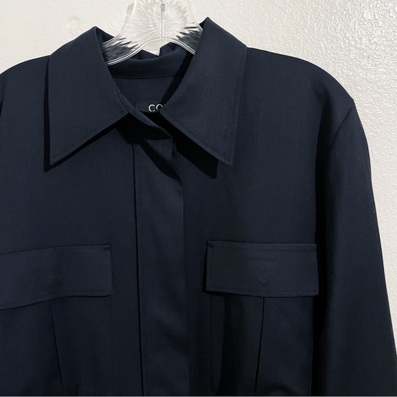 COS Utility Wool Blend Mini Shirt Dress‎ in Dark Navy - Picture 9 of 12